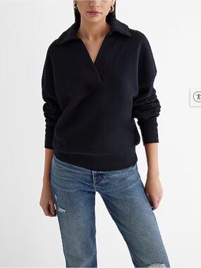 Express NAVY V-Neck Collar Pullover Sweatshirt Size S